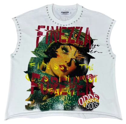 FINEZZA “SLIME SEASON” RHINESTONE CROPPED CUTOFF