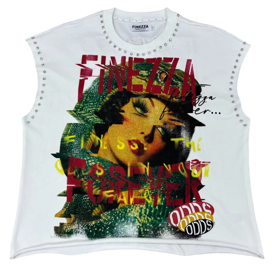 FINEZZA “SLIME SEASON” RHINESTONE CROPPED CUTOFF